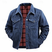 abordables Vestes en Jean-Homme Veste Décontractée Veste en Jean Vacances Quotidien Résistant à l&#039;usure Avec Poches Printemps Automne Uni Mode Classique Revers Régulier Marron Vert Bleu de minuit Veste