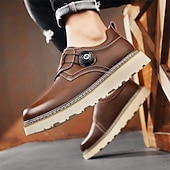 baratos Sapatos Casuais Slip-On-sapatos de trabalho casuais marrons masculinos – sola antiderrapante durável, fecho de trava fácil, design de cano baixo confortável para uso diário, escritório e atividades ao ar livre