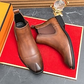abordables Bottes de Chelsea-Homme Bottes Bottes Chelsea Rétro Marche ancien Quotidien Cuir PU Confortable Bottines Mocassin Noir Marron Printemps Automne Hiver