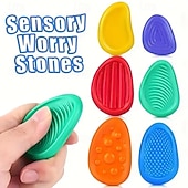 levne Osobní péče a zdraví-6 ks měkkých relaxačních kamenů – hračky pro senzorickou úlevu od stresu pro teenagery, ideální jako dárky na Halloween, Vánoce, zimu a Nový rok