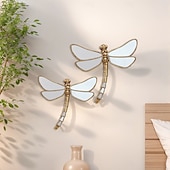 economico Sculture-libellula dalla coda curva in resina color oro – decorazione murale a forma di insetto con finitura a specchio, da collezione per gli appassionati di insetti, ornamento creativo per la casa, le feste