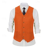 preiswerte Herrenweste-Herren Weste aus Wildlederimitat Weste Gilet Urlaub Party Geschäft Mode Lässig Frühling Herbst Tasche Knöpfe Polyester Bequem Einfach Einreihig Ein-Knopf V Ausschnitt Normale Passform Schwarz
