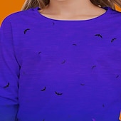 זול תחפושות לבנות-חג ליל כל הקדושים בנות תלת מימד דלעת חולצה קצרה טישירט שרוול ארוך אביב סתיו אופנתי בסיסי ילדים 4-12 שנים צווארון עגול קצר בָּחוּץ קזו&#039;אל יומי רגיל