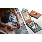 Χαμηλού Κόστους Αποθήκευση &amp; Οργάνωση-ανδρικές υποδοχές καρτών pu δέρματος για επαγγελματίες τύπους για αεροτομή, μακρύ πορτοφόλι, μεγάλη χωρητικότητα, μεταλλική θήκη καρτών, κομψός διοργανωτής πιστωτικών καρτών για άνδρες