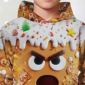 cheap Boy's 3D Funny Humor-Christmas Boys' 3D Graphic Gingerbread Hoodie Long Sleeve Spring Fall Fashion Streetwear Kids 4-12 Years Hooded Outdoor Casual Daily Regular Fit