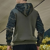 billige 3d-hettegensere for menn-Herre Hattetrøje Svart Militærgrønn Kakifarget Med hette Kamuflasje Lomme Sport &amp; Utendørs Daglig Ferie Polyester Gatemote Grunnleggende Fritid Vår Høst Klær Gensere Gensere