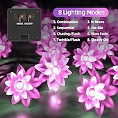 abordables Tiras de Luces LED-Luces de cadena solares de loto al aire libre 12m 100LEDs guirnalda impermeable decoración de Halloween en jardín balcón y árbol en festividades