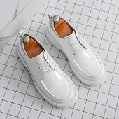 economico Scarpe Oxford-scarpe oxford nere lucide da uomo – scarpe eleganti stringate in vernice con suola spessa per feste serali, moda gotica, concerti e occasioni speciali