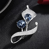 cheap Pins and Brooches-Brooches Classic Flower Fashion Simple Brooch Jewelry Silver For Wedding Party Gift Engagement Prom Festival