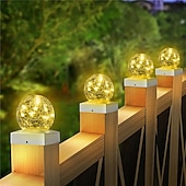 abordables Luces de suelo-1 lámpara LED solar para jardín exterior, decorativa, de ambiente, para paisaje, faro delantero, bola de cristal agrietada, luz LED