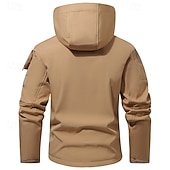 baratos jaqueta esportiva-Homens Casaco exterior Jaqueta Softshell Jaqueta de Trilha Férias Diário A Prova de Vento À Prova-de-Água Bolsos Outono Inverno Tecido Côr Camuflagem Moda Clássico Com Capuz Padrão Cinzento Verde