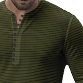 baratos Camiseta Henley Casual-Men's Henley Shirt Tee Henley Top Long Sleeve Horizontal Stripes Fashion Designer Casual Buttons Henley Outdoor Casual Daily Summer Spring All Seasons Wine Yellow Navy Blue Henley T-Shirt