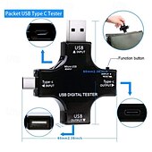 Недорогие Цифровые мультиметры и осциллографы-Тестер USB Type-C, тестер USB-C, тестер напряжения, тока, детектор, считыватель, мультиметр, цветной экран для телефона, ноутбука, внешнего аккумулятора и т. д.