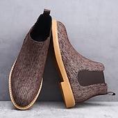 economico Stivali Chelsea-stivali chelsea da uomo color cachi, stile casual e leggero alla caviglia con soffietti elastici, per l'ufficio, le uscite del fine settimana e il comfort quotidiano