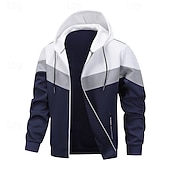 economico Felpe di base-Per uomo Felpa con cappuccio Felpa con cappuccio a zip intera Rosso bordeaux Nero Blu marino Cachi Grigio chiaro Con Cappuccio Semplice Patchwork Blocco di colore Sport &amp; Outdoor Casuale Quotidiano