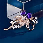 cheap Pins and Brooches-Brooches Classic Retro Floral Fashion Simple Brooch Jewelry Purple For Wedding Party Gift Engagement Prom Festival