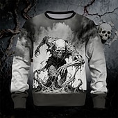 levne Chlapecké halloweenské kostýmy-předvečer Všech svatých Chlapecké 3D Lebky Mikina Dlouhý rukáv Jaro Podzim Módní Základní Děti 4-12 let Tričkový Venkovní Ležérní Denní Běžný