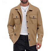 economico Giubbotti Casual-Per uomo Giacca Leggera Giacca Cargo Giacca Casual Vacanza Quotidiano Caldo Tasca Primavera Autunno Semplice Moda Classico Bavero Regolare Nero Rosso Cachi Grigio chiaro Grigio scuro Giacca