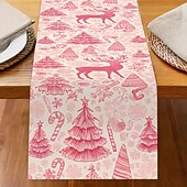 billiga julmattor och julmattor-Jul Linneduk Högtids Tecknad Jultomte  Snöflinga Tryck Duk Matbord Dekor Vardagsrum  Bänkskiva Festlig Dekoration