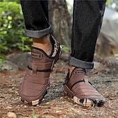 abordables Botas de invierno y nieve-Botas de nieve cálidas de invierno sin cordones para hombre con suela antideslizante, diseño acolchado informal para caminar al aire libre, viajar en climas fríos y uso diario.