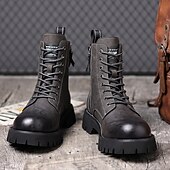tanie Buty robocze-Wytrzymałe buty robocze męskie – antypoślizgowe skórzane obuwie ochronne z amortyzującą podeszwą do prac budowlanych, ogrodniczych i na zewnątrz