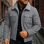 abordables Vestes en Suède Synthétique-Homme Veste en faux suède Veste Sherpa Veste en Daim Marron Occasionnel Quotidien Chaleur Thermique Avec Poches Automne Hiver Actif ancien Régulier Noir Marron Gris Veste