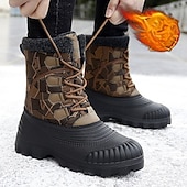 お買い得  冬と雪のブーツ-ファーライニング付きメンズ冬用スノーブーツ、防水断熱暖かいレースアップアウトドアシューズ、寒い天候用