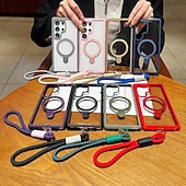 abordables Carcasas Samsung-teléfono Funda Para Samsung galaxia S25 Ultra Plus S25 Edge S24 Plus Funda Trasera con Soporte con cordón Antigolpes Retro TPU Acrílico