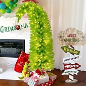 cheap Indoor Christmas Lights-Whimsical Christmas Tree - 90/150cm Artificial Grinchs Christmas Tree with Lights - LED Lights/Stand - Perfect for Christmas Decorations Indoor/Party Decoration