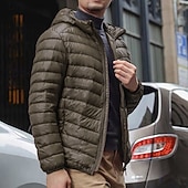 preiswerte Daunenjacken &amp; Parkas für Herren-Herren Wintermantel Daunenjacke Gefütterte Jacke Tasche Polyester Urlaub Alltagskleidung Date Regulär Mode Lässig Bequem Thermowarm Winter Einfarbig Wein Schwarz Marineblau Königliches Blau