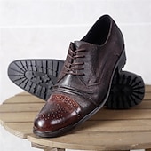 economico Scarpe Eleganti Classiche-scarpe eleganti da uomo in vera pelle, modello Oxford – scarpe formali da lavoro con lacci, stile brogue vintage, per ufficio, matrimoni ed eventi serali