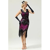  Retro Vintage Roaring 20s 1920s Midi Flapper Dress Fancy Costume Halloween Group Couples Costumes The Great Gatsby Sequins Tassel Fringe Fancy Dress Men's Women's Halloween Carnival Party / Evening