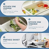 tanie Środki czystości-3-w-1 sitko do odpływu zlewu kuchennego ze stali nierdzewnej, zapobiegające zatykaniu się, kosz na resztki jedzenia &amp;filtr zapachowy ze sprężynowym korkiem, standardowy w USA korek kuchenny o średnicy