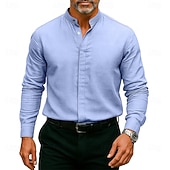 abordables chemises sans repassage pour hommes-Homme Chemise Chemise habillée Chemise à col officier Uni Mariage Extérieur Noir Blanche Vin Bleu manche longue Col montant N / C Vêtement Tenue Avec Poches