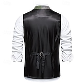זול ג'קט גברים-בגדי ריקוד גברים וסט חֲזִיָה Gilet חופשה מפלגה עֵסֶק אופנתי יום יומי אביב סתיו כיס כפתורים פוליאסטר נוח משובץ חזה יחיד כפתור יחיד דש רגיל פול יין כתום כחול כהה אֵפוֹד