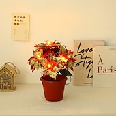 olcso Dekoratív fények-LED-es mikulásvirág virágok, műmikulásvirág növények, műmikulásvirág kompozíciók beltéri kültéri karácsonyi mikulásvirág virágok dekoráció karácsonyi ajándék