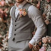 お買い得  結婚式のスーツ-男性用 タキシード パーティースーツ カジュアル ビジネス グレー 秋冬 スーツ ノッチドラペル ファッション フォーマル ソリッド スリムフィット 2点セット