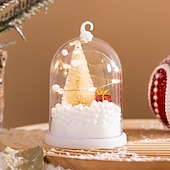 abordables luces navideñas interiores-1 pieza 11 * 7,2 cm árbol de Navidad brillante flor plateada regalo luz de noche escritorio árbol de Navidad escena de nieve adorno luz ag10 * 3 baterías