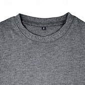 baratos Waffle Knit Tee-Men's Waffle Shirt T Shirt Tee Top Long Sleeve Shirt Long Sleeve Crew Neck Spring &amp;  Fall All Seasons Plain Fashion Designer Basic 2 Piece Knitted Multi-pack Casual Vacation Street White+Black Top
