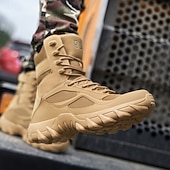 baratos Botas de caminhada-Botas de caminhada estilo combate tático masculinas com design de cadarço, suporte de tornozelo, sola grossa antiderrapante, calçado durável para atividades ao ar livre, trabalho, viagens e aventura