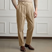 Men's Trousers Dress Pants Corduroy Pants Pleated Pants Gurkha Pants Pocket Plain Comfort Soft Full Length Party Business Daily Fashion Streetwear Black Green4