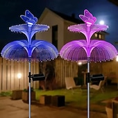 cheap Landscape Lights-4PCS Solar LED Jellyfish Butterfly Lawn Light Outdoor  Tree Star Garden Light RGB Changing  Party Yard Lawn Garage Walkway Decoration Solar Landscape Light