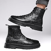 baratos Botas para Homem-Botas de inverno masculinas de cano alto em couro sintético | design com isolamento térmico e sola antiderrapante