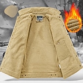 Χαμηλού Κόστους Cargo Jackets-Ανδρικά Χειμωνιάτικα μπουφάν Μπουφάν fleece Μπουφάν Cargo Casual Jacket Διακοπές Καθημερινά Διατηρείτε Ζεστό Τσέπη Φλις Φθινόπωρο Χειμώνας Σκέτο Μοντέρνα Κομψό στυλ street Πέτο Κανονικό