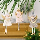 levne Ozdoby-3 ks vánočních andělských ozdob, závěsné dekorace andělů z sobích parohů, figurky růžových okřídlených andělských dívek, malé ozdoby na stromeček, sváteční dekorace