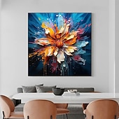 cheap Floral/Botanical Paintings-Textured Impasto Floral Oil Painting
