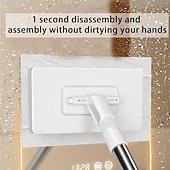cheap Cleaning Supplies-Disposable Dust Mop with 4 Reusable Cloths 39&quot; Long Handle Wet and Dry Mopping Sweeper Stick with Locking Head &amp; Sweeping Cloths for Multi Surface Floor Cleaning