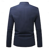 economico Giubbotti Casual-Per uomo Giacca di lino Formale Casa Bottoni Minimalista Primavera &amp; Autunno Autunno Tutte le stagioni Tinta unica Attivo Vintage Colletto a Camicia Regolare Blu marino Verde Cachi Azzurro Giacca