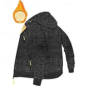 voordelige Fleecehoodie-Voor heren Trui met capuchon Hoodie met volledige rits Sherpa Fleece Hoodie Spijkerbroekblauw Zwart Marineblauw Donkergrijs Capuchon Effen Lapwerk Sport &amp; Outdoor Dagelijks Feestdagen Polyester