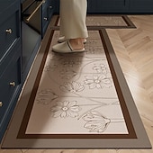 economico Tappeti corridoio-Tappeti da cucina di lusso in terra di diatomee color crema, ampia area, copertura totale, assorbente, resistente all'olio, asciugatura rapida, antiscivolo, tappeto da cucina, decorazione per la casa